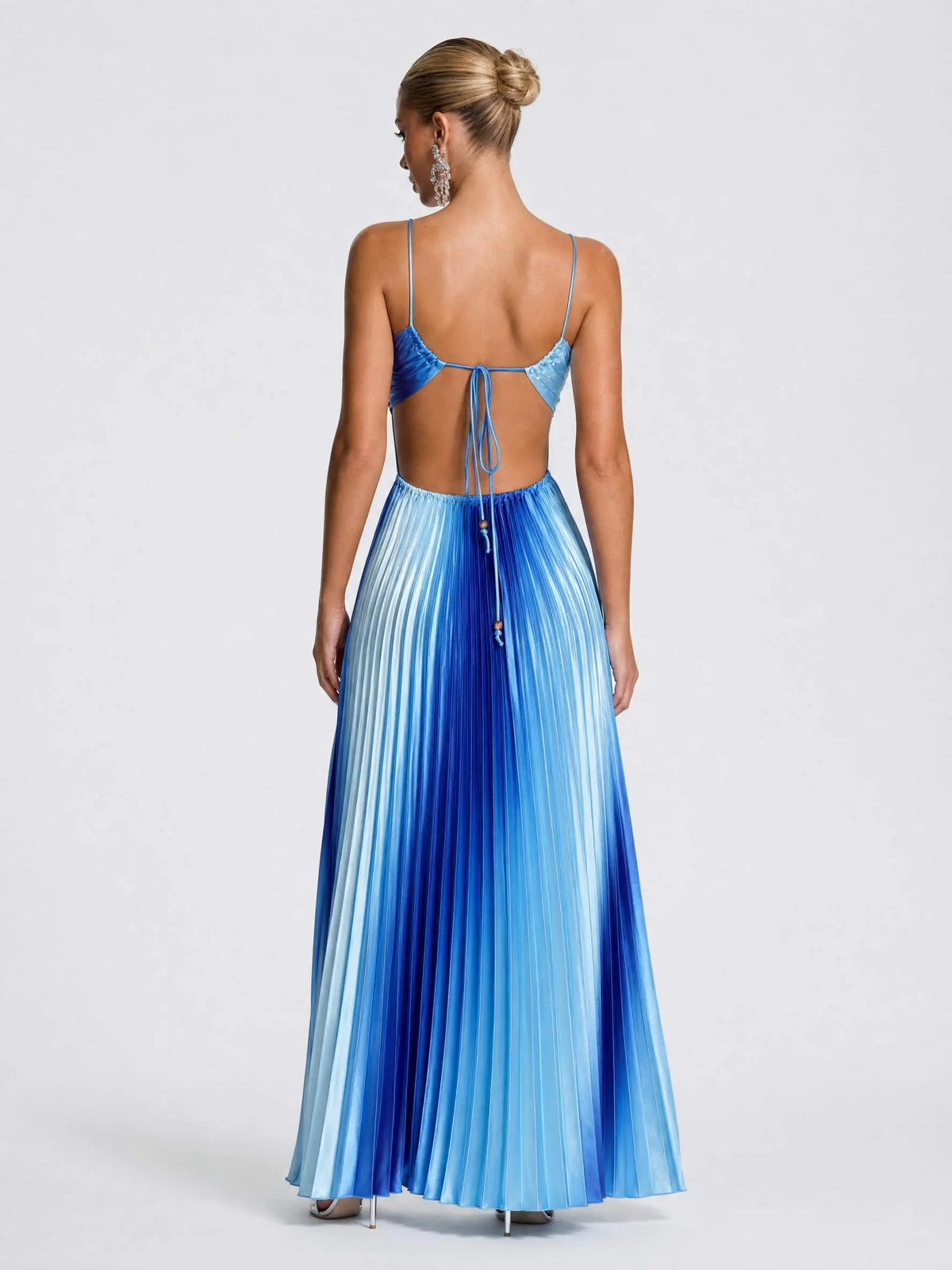 Likemychoice Women'S Formal Satin Maxi Dress - 2026 Halter, Cutout, Gradient Print, Light Statement Gown for Party, Vacation
