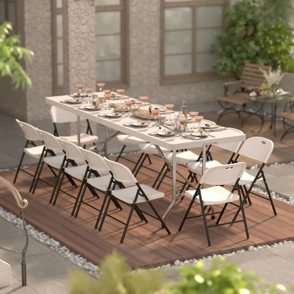 Heavy-Duty Plastic Foldable Chair,Heavy Duty Chairs,Ergonomic Back,Outdoor White Folding Chairs,Plastic Folding Chairs & Outdoor, Wedding, Party,Meeting Room, Patio and Garden, White,Dormessentials,Home Decor