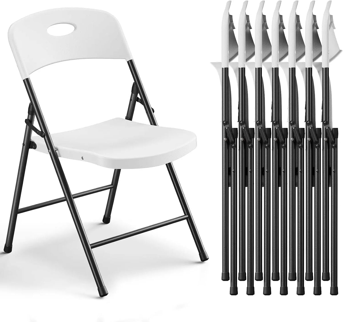 Heavy-Duty Plastic Foldable Chair,Heavy Duty Chairs,Ergonomic Back,Outdoor White Folding Chairs,Plastic Folding Chairs & Outdoor, Wedding, Party,Meeting Room, Patio and Garden, White,Dormessentials,Home Decor
