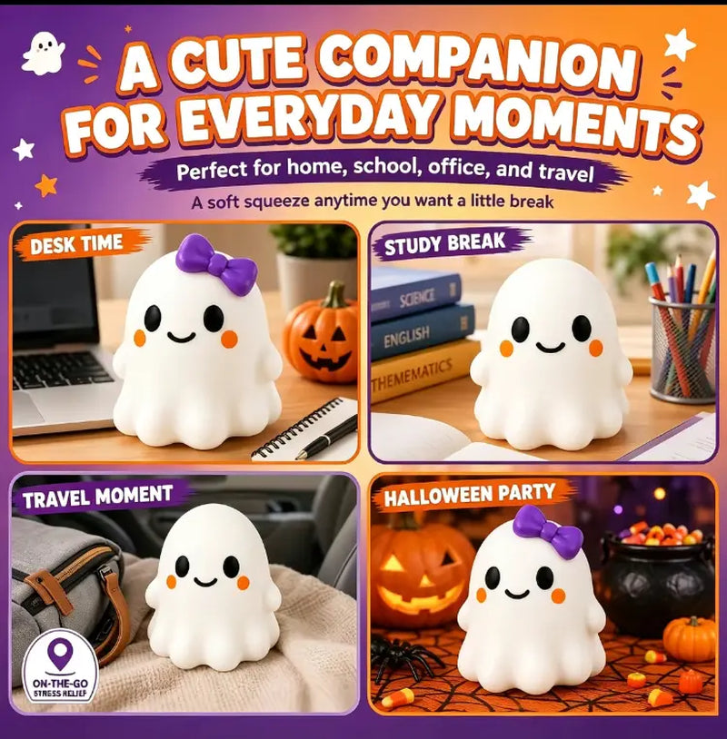 Ghost Squishy Stress-Relief Fidget Toy - Slow Rebound, Soft Squishy Sensory, Unisex Halloween Squishies, Stress Relief, Halloween Party Favor Gift for Boys & Girls