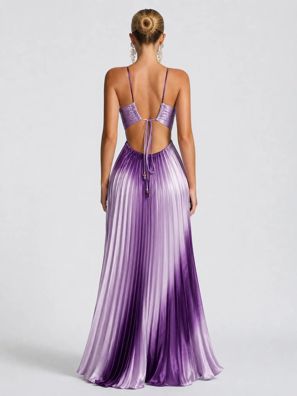 Likemychoice Women'S Formal Satin Maxi Dress - 2026 Halter, Cutout, Gradient Print, Light Statement Gown for Party, Vacation