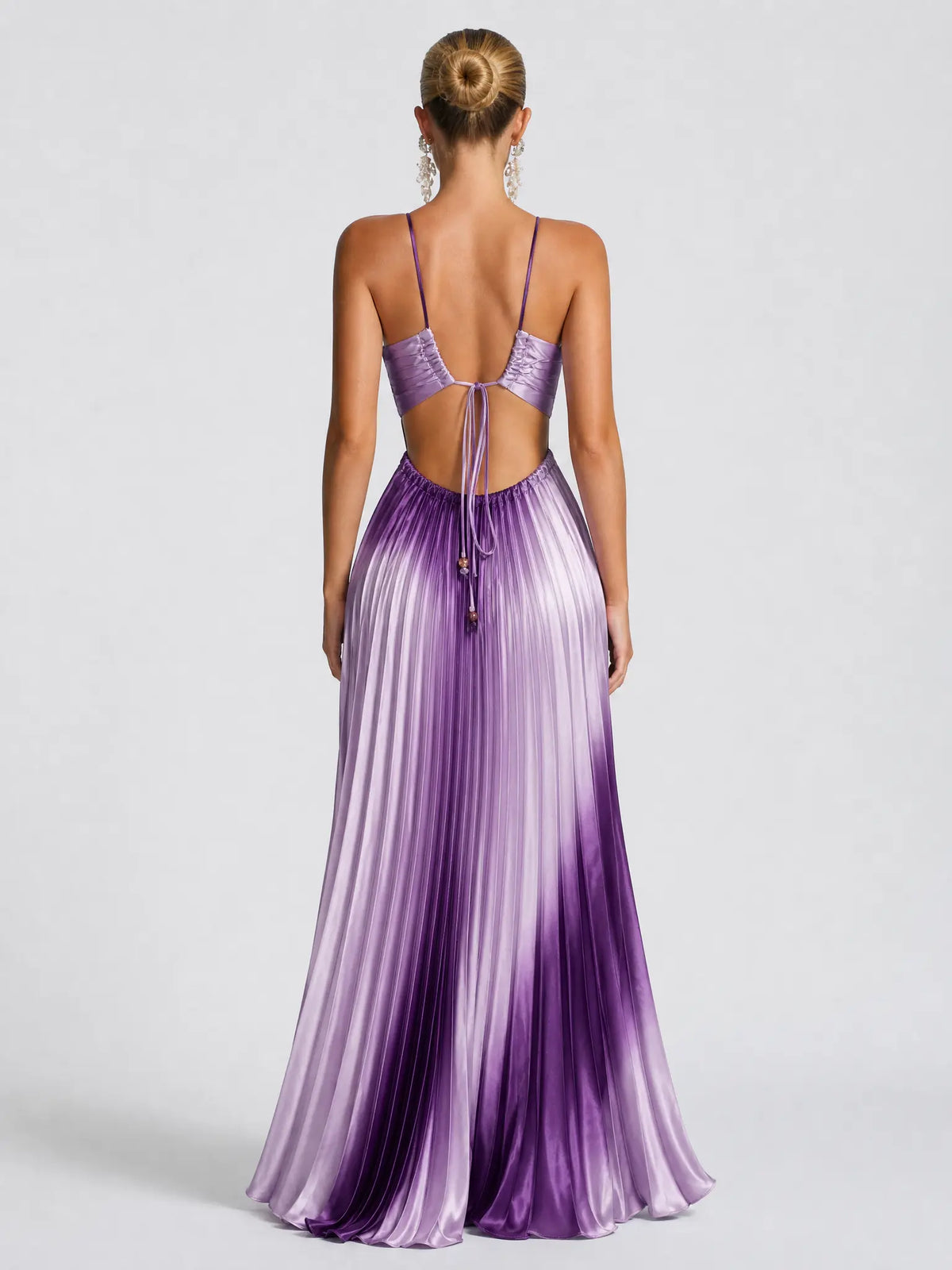Likemychoice Women'S Formal Satin Maxi Dress - 2026 Halter, Cutout, Gradient Print, Light Statement Gown for Party, Vacation