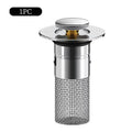 Universal Pop-Up Sink Drain Stopper with Stainless Steel Filter Basket Anti-Clog Debris Catcher Easy Install for Bathroom Kitchen