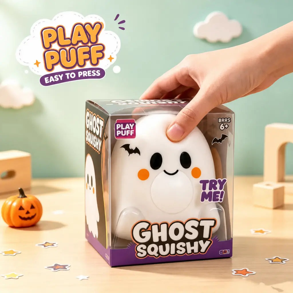 Ghost Squishy Stress-Relief Fidget Toy - Slow Rebound, Soft Squishy Sensory, Unisex Halloween Squishies, Stress Relief, Halloween Party Favor Gift for Boys & Girls
