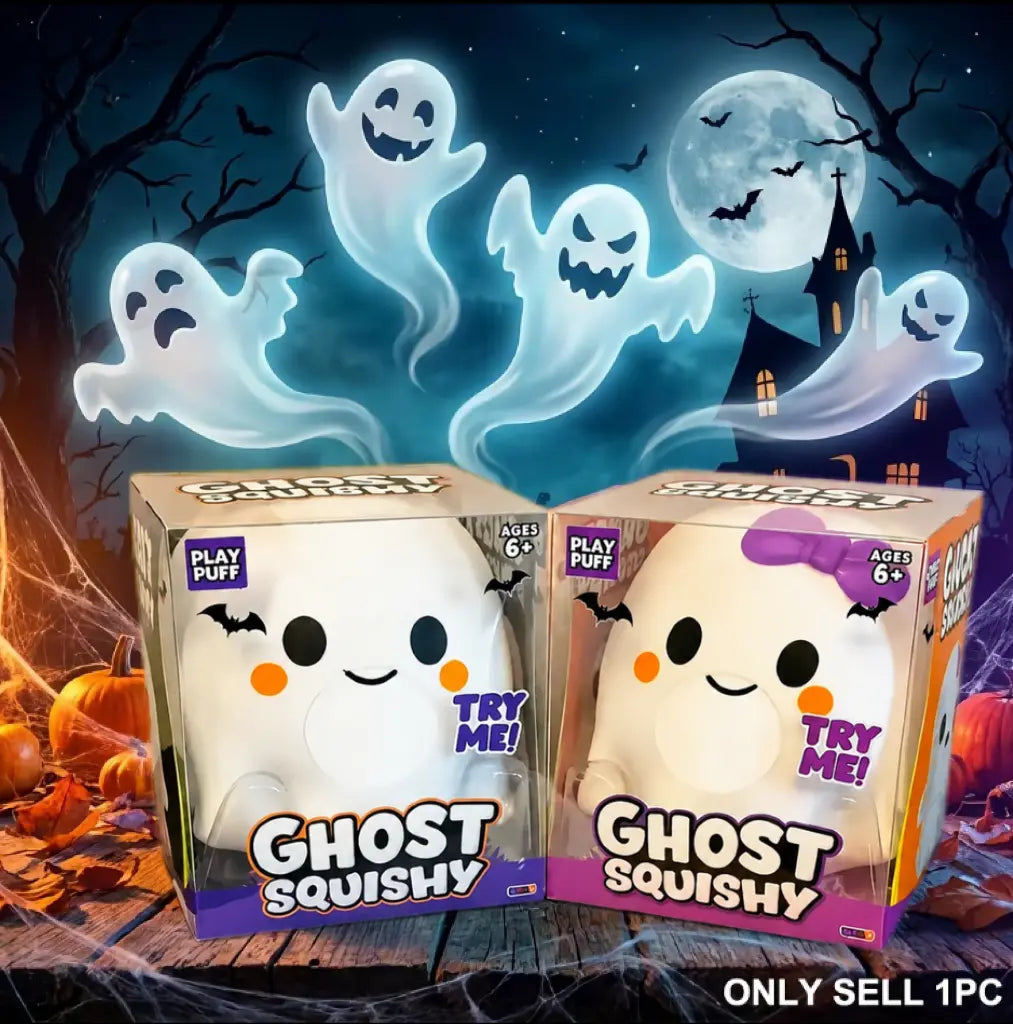 Ghost Squishy Stress-Relief Fidget Toy - Slow Rebound, Soft Squishy Sensory, Unisex Halloween Squishies, Stress Relief, Halloween Party Favor Gift for Boys & Girls
