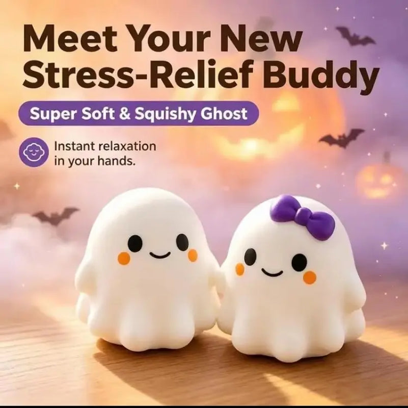 Ghost Squishy Stress-Relief Fidget Toy - Slow Rebound, Soft Squishy Sensory, Unisex Halloween Squishies, Stress Relief, Halloween Party Favor Gift for Boys & Girls