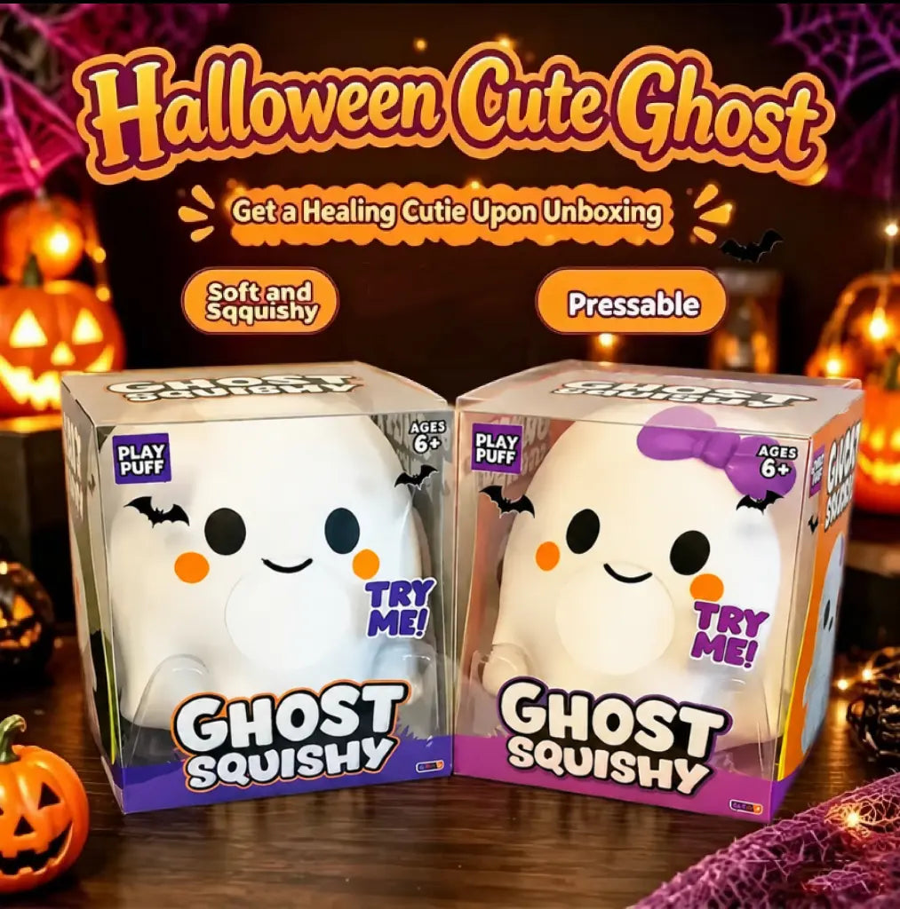 Ghost Squishy Stress-Relief Fidget Toy - Slow Rebound, Soft Squishy Sensory, Unisex Halloween Squishies, Stress Relief, Halloween Party Favor Gift for Boys & Girls