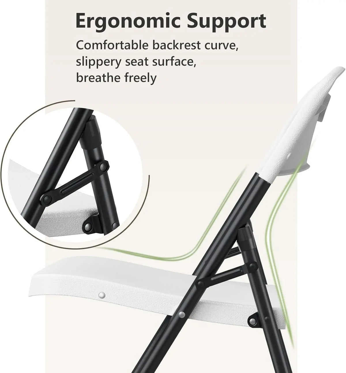 Heavy-Duty Plastic Foldable Chair,Heavy Duty Chairs,Ergonomic Back,Outdoor White Folding Chairs,Plastic Folding Chairs & Outdoor, Wedding, Party,Meeting Room, Patio and Garden, White,Dormessentials,Home Decor