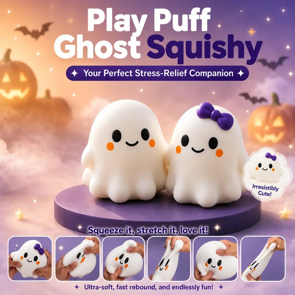 Ghost Squishy Stress-Relief Fidget Toy - Slow Rebound, Soft Squishy Sensory, Unisex Halloween Squishies, Stress Relief, Halloween Party Favor Gift for Boys & Girls
